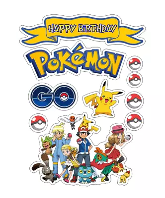 $12.50 • Buy Pokemon Edible Cake Scene Cake Topper Birthday Party Supplies 
