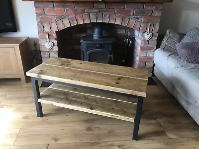 TV Unit Console Coffee Table Reclaimed Wood And Steel Rustic Industrial • £215