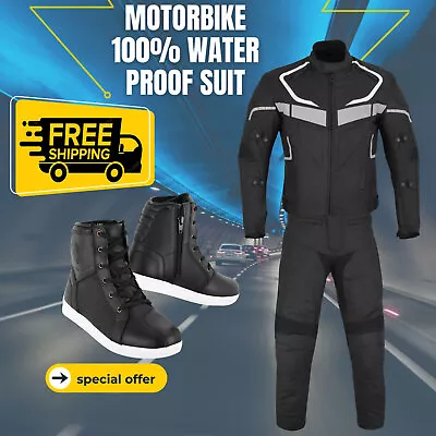 Men's Motorbike Waterproof Cordura Suit Motorcycle Jacket Trouser Shoes Armoured • $157.89