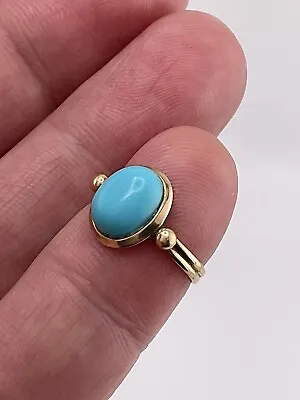 Vintage 14k Yellow Gold Sleeping Beauty Turquoise Ring Size 5 • $685.47
