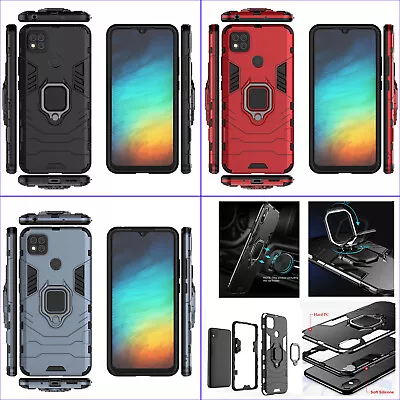 For Xiaomi Redmi 9C 3D 3in1 Shockproof Rugged Metal Ring Car Holder Case +glass • $8.88