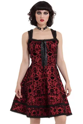 Jawbreaker Gothic Victorian Steampunk Skull Damask Flocked Prom Dress Dra8297 • $32.99