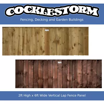 2ft High X 6ft Wide Vertical Lap Feather Edge Timber Garden Fence Panel • £28.50