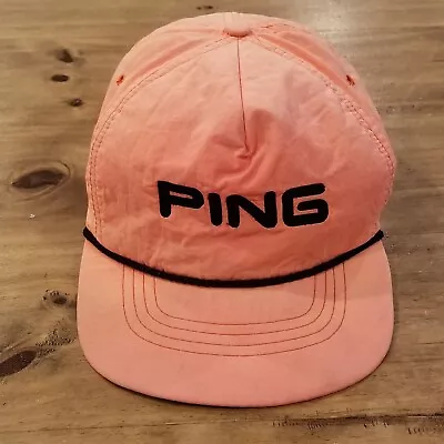 Vintage Ping Hat Cap Strap Back Orange FADED One Size Made USA Golf Rope • $22.45