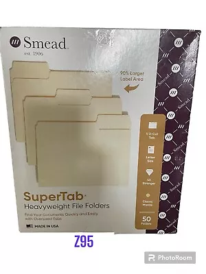 Smead SuperTab Heavyweight File Folders Letter Size 1/3 Cut Manila Box Of • $15.04