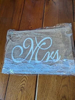 Mr And Mrs Hessian And Lace Chair Signs • £3.45