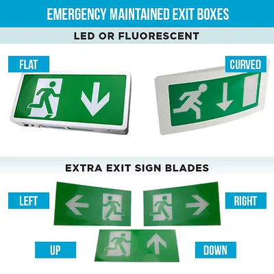 Maintained Or Non Maintained Emergency Exit Box Lights Over Door Fire Exit Light • £3.98