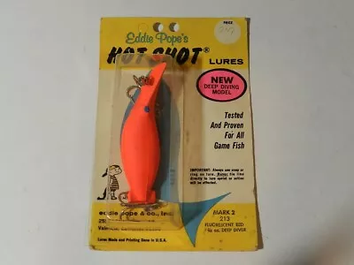 Vintage Fishing Lure - Eddie Pope's Hot Shot- Noc- Deep Diving- Flourescent Red • $18.50