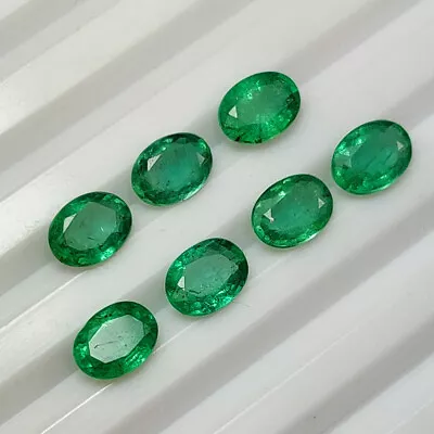 5.46 CT - Natural 7 Zambian Emerald Oval Set Top Luster Green Gem - 3577 • $204.81