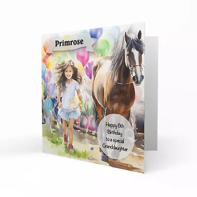 Personalised Girls Birthday Card Female Granddaughter Daughter Horse C42 • £3.79