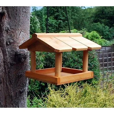 £9.95 • Buy New Hanging Wooden Bird Table Garden Wild Birds Tree Bracket Feeding Station