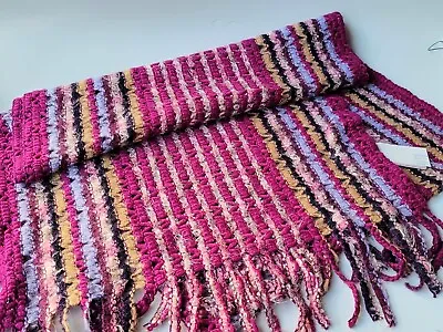 Missoni Scarf Burgundy Pink Zig Zag Knit Italy 16 X74  Gorgeous Colors Large  • $119.99