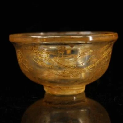 £34.80 • Buy Collectible China Tang Dynasty Crystal Carving Small Gold Bowl Of Flying Ladies