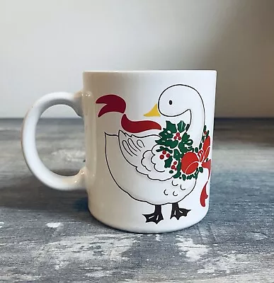 12 Oz. Vintage Christmas Goose Red Bow Ceramic Mug • $5.96