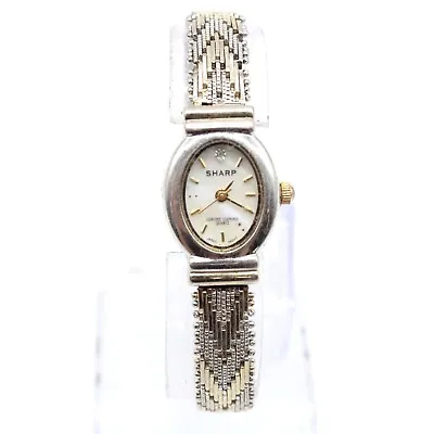 Vintage Sharp Watch Womens Silver Tone Stainless Steel White Classic Dial • $12.99