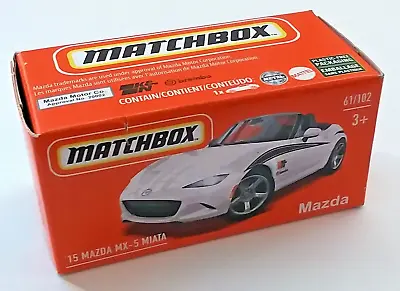 Matchbox 2015 Mazda MX-5 Miata Convertible Sports Car White New In It's Box. • $4.99