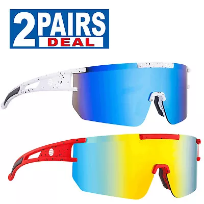 Oversized One Piece Lens Sports Shield Baseball Cycling Sunglasses Mirror • $16.98