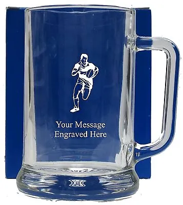 Personalised Rugby Pint Glass Tankard Birthday Free Gift Box GT1 • £9.99