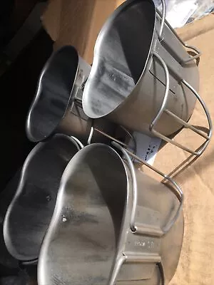 4 AUTHENTIC US Military METAL CANTEEN CUP 1 QT USGI HEAVY DUTY Wire Handle VGC • $24.95