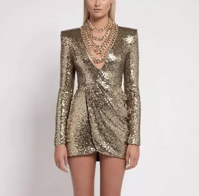 Zhivago Gold Hyde Dress With Chain Necklace - RRP $695 • $199