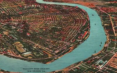 Vintage Postcard Mississippi River Crescent Winding Path New Orleans Louisiana • $8.78