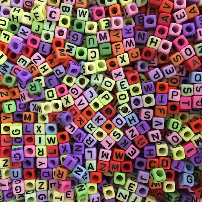 £2.29 • Buy 200 Alphabet Letter Beads Mixed Colour A-Z Number Kids DIY Jewellery Party Gift
