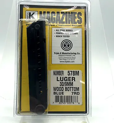 Luger 30/9MM Magazine Wood Bottom P.08 Triple K 578M 7 Round Mag Clip New 1908 • $36.99