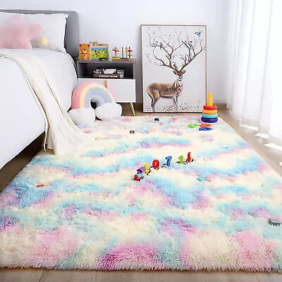 Fluffy Rugs Anti-Slip SHAGGY RUG Super Soft Carpet Mat Living Room Floor Bedroom • £6.99