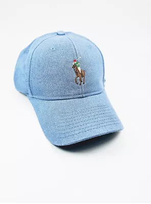 New Polo Ralph Lauren Denim Blue Multi Pony Baseball Cap Adjustable Back • $35.49