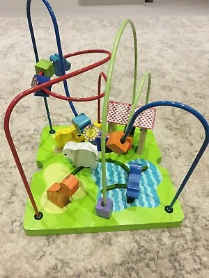 Colourful Wooden Bead Maze Roller Coaster Educational Toy Baby & Toddler Used • £9.99