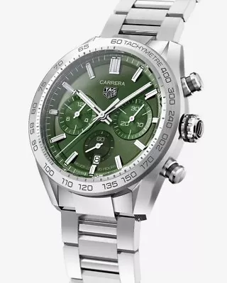 TAG Heuer Carrera Green Dial Steel Chronograph Automatic 44 Mm CBN2A10.BA0643 • $3990