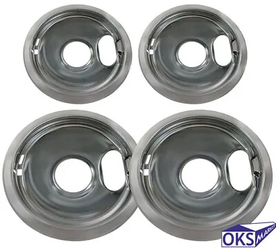 Chrome Range Burner Drip Bowl Set For Whirlpool 2 Of W10196406 2 Of W10196405  • $20.95