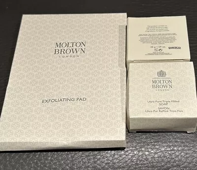 2 Pc Molton Brown Ultra Pure Milled Soaps Savon And 1 Scrub Mitt/Pad • $10.90
