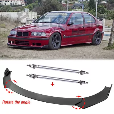 Carbon Fiber Front Bumper Lip Splitter Spoiler + Strut Rods For E36 E46 Sedan • $95.11