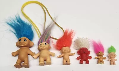 Lot Of 5 Vintage Various Brand Doll Mini Trolls And A Troll Necklace • $9.95