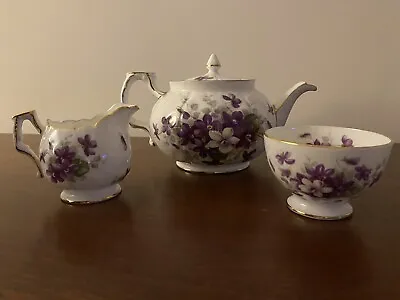 £125 • Buy Ainsley Violette Teapot, Sugar Bowl, Snd Creamer