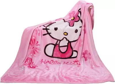 Blanket Cartoon Hello Kitty Printing Throw Blanket Soft Cover Flannel Cozy Plush • $32.99