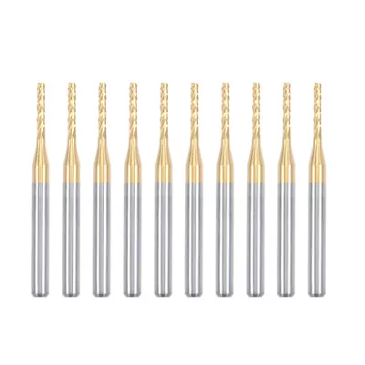 10pcs 1.5mm Titanium Coat Carbide End Mill Engraving CNC Router Bit 1/8  Shank • $22.90