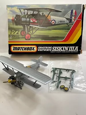 1:72 Started Built Painted Matchbox Siskin IIIA Biplane NO DECALS • $18