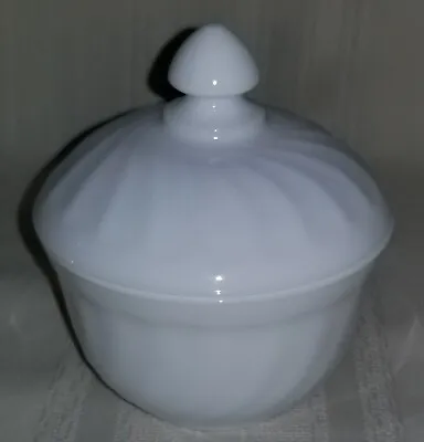 Arcopal France Milk Glass Sugar Bowl W/lid Lovely Spiral Pattern Vintage • $16.99