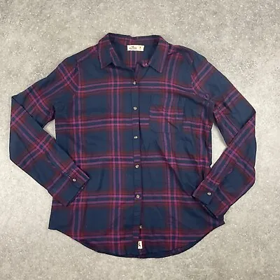 Hollister Red Blue Checkered Plaid Shirt Mens M Pit To Pit 20.5  • £14