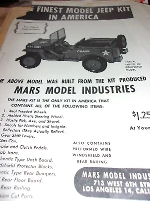 Mars Model Industries Sales Flyer Model Jeep Landing Craft Double Sided • $4