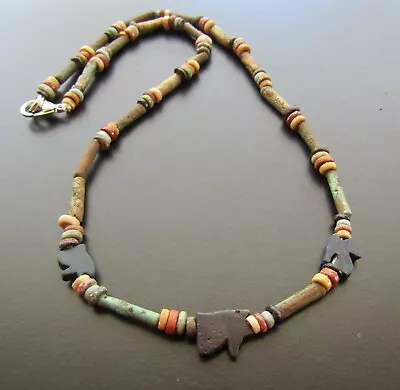 NILE  Ancient Egyptian Eye Of Horus Amulet Mummy Bead Necklace Ca 600 BC • $100