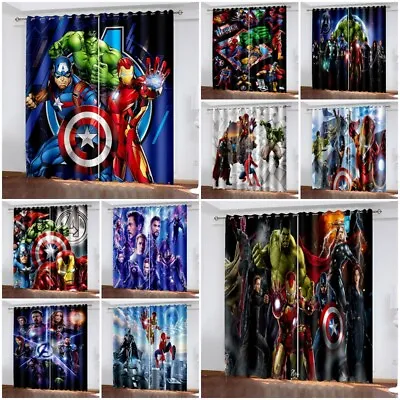 Kids Marvel The Avengers Curtains Blackout Curtains Thermal Ring Top Eyele Gift • £23.99