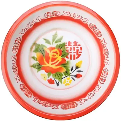 Vintage Enamel Basin Mixing Bowl: Chinese Dinner Serving Tray Retro Style Mixing • $80.07