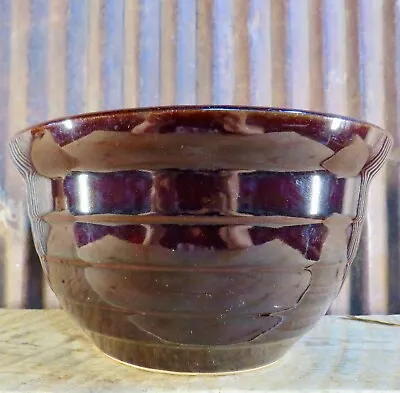 Vintage Monmouth Ribbed Beehive Mixing Bowl Stoneware Maple Leaf • $3.49