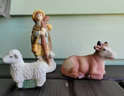 $19.99 • Buy Nativity Set Bisque Ceramic Figurines Shepherd Cow Sheep Unbranded 5  Tall