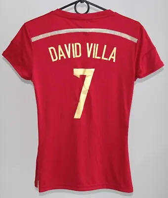 Spain National Team Womens Football Shirt 2014 #7 David Villa Adidas Size S BNWT • £23.99