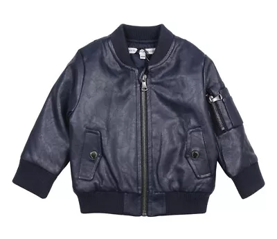 £49.99 • Buy DANIELE ALESSANDRINI BOYS Leather Like Jacket Navy Blue 24 Months BNWT- RRP £158