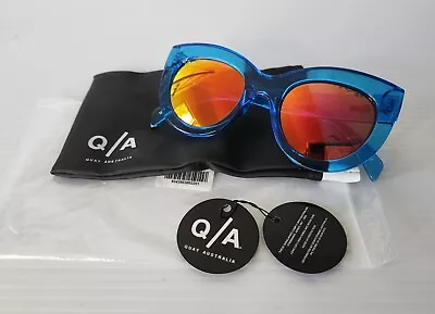 Quay Delilah Blue Frames Sunglasses + Case • $27.87